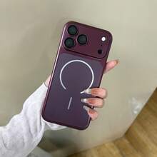 Casing Ponsel Magnetik dengan Desain Jendela Besar, Kompatibel dengan iPhone 18 Pro 18 Pro Max, Dilengkapi Pelindung Lensa, Bingkai Lensa Persegi Panjang, Casing Keras Berlapis Elektroplating, Kompatibel dengan iPhone 17 Pro Max 16 Pro Max 15 14 13 12 11 - Merah ceri - View 8