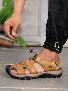 Men's Sandals Water Shoes Outdoor Closed-Toe Sandals 47 48 Plus Size Breathable Hook And Loop Beach Shoes Driving Shoes Hiking Shoes - Brown - View 3