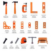 42/43/46/55pcs Kids Pretend Play Tool Box Toy Set DIY Assembly Simulation Screw-Turning Electric Drill Toy Kit Includes Disassembly And Assembly Tools, Screws, And Simulated Repair Kit Best Birthday Gift For Boys No Batteries Included - Orange - View 3
