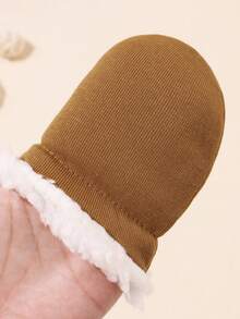 1 Pair Solid Color Anti-Scratch Warming Gloves For 0-6 Month Newborn Babies, Extra Soft & Thick, Suitable For Daily Wearing In Winter - 1Pair - View 6