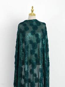 Elegant Off-Shoulder 3D Floral Sequin Mermaid Hem Deep Green Formal Evening Gown, Party Wedding Guest, Graduation Ceremony, Holiday, Autumn - Dark Green - View 10
