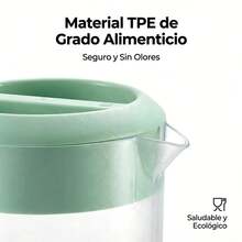 EKWY Jarra Medidora de Plastico 2.5L con Tapa y Asa -Dispensador Transparente para Agua Fria, Jugo, TeHelado y Limonada - Botella Reutilizable conMedidasjarra plastica grande, jarra medidora 2.5litros, dispensador de agua fria, jarra paralimonada, jarra t - Verde - Ver 6
