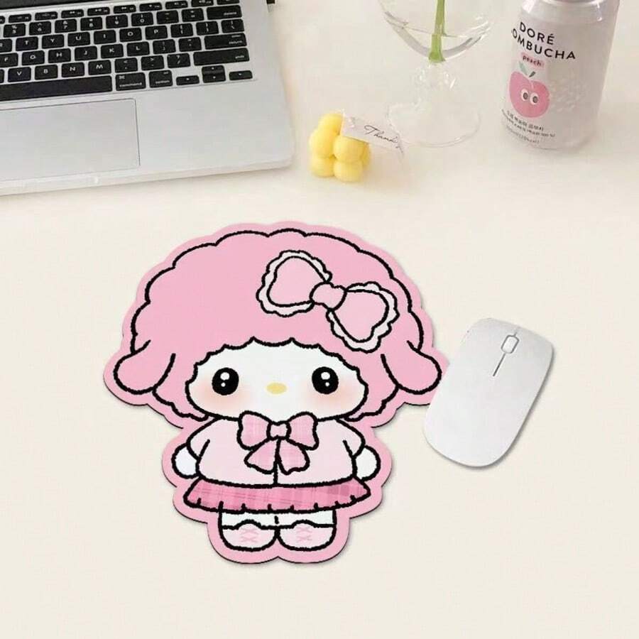 SANRIO 1 Peça Mouse Pad com Formato Assimétrico de Ovelha, Design Personalizado Único com Impressão de Alta Definição, Base de Borracha Antiderrapante e Resistente ao Desgaste, Superfície Suave Compatível com Vários Mouses para Movimento Flexível, Adequado para Casa, Dormitório, Escritório, Trabalho no Computador e Jogos, Presente Divertido para Meninas e Melhores Amigas - A - Visão 1