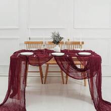 1pc Cheesecloth Table Runner, Semi-Transparent Gauze Tablecloth, Bohemian Or Rustic Style Wedding Table Decor, Suitable For Wedding Decoration, Arch Drapery, Bridal Shower, Holiday Party Decor - Multicolor - View 53