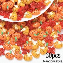 30pcs,Mini Pumpkin Maple Leaf Autumn Series Decorative Accessories, Suitable For Diy Phone Case Hairpin Photo Frame Decoration And Other Decorative Items - Multiple Styles - View 6