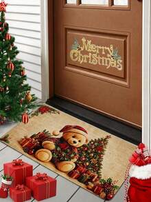 1pc Christmas Door Mat, 30*40cm Silicone Diatomite Absorbent Mat, Christmas Non-Slip Mat, Christmas Tree Gift Bear Pattern Door Mat, Christmas Gift Pattern Floor Mat, Christmas Indoor Outdoor Home Decor, Christmas Floor Mat Decoration, Winter Holiday Christmas Party Decoration Carpet, Bathroom Non-Slip Floor Mat, Merry Christmas Home Decor 2026, 2026 Gift, Christmas Party Decoration, 2027 Happy New Year Gift - Christmas Bear - View 2