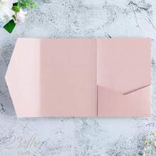 Wedding supplies, invitation cards 25入三折口袋式婚禮邀請函封面，訂婚、XV生日、洗禮簡單邀請函信封，DIY邀請函，5*7英吋口袋式客製化邀請函 - 藏藍色 - 查看 4