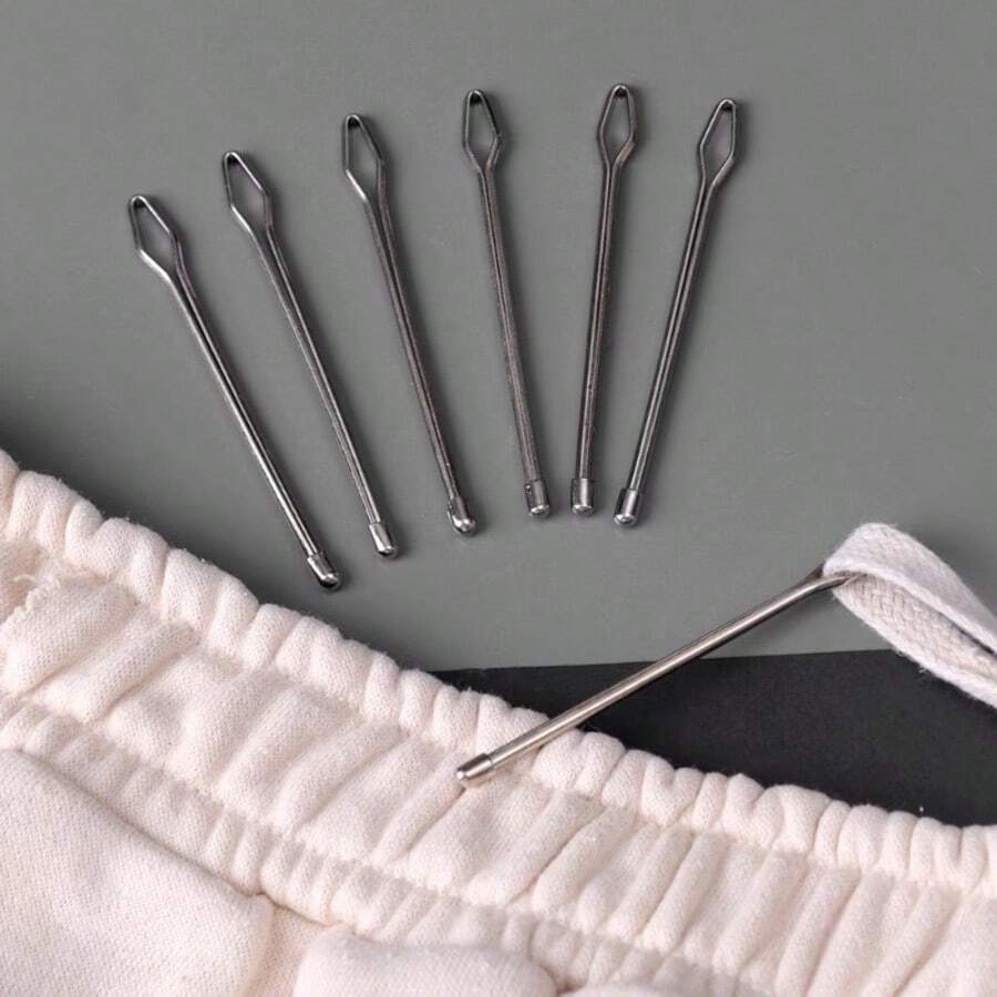 12pcs Drawstring Threader Tool Set, Metal Elastic Cord Threading Needle, Easy Pull Drawstring Replacement Tool For Pants, Hoodies, Shorts Waistbands, Sewing Handmade DIY Clothing Repair Accessories - Needle Threader - View 1