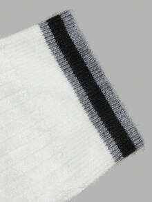DONICY Women's White & Black Contrast Trim V-Neck Gold Button Ribbed Knit Cropped Cardigan, Slim Fit Long Sleeve Elegant Sweater Jacket, Suitable For Spring - White - View 3