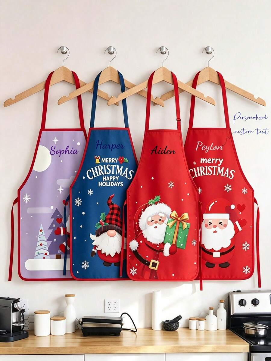 1pc Personalized Customized 2026 New Year Christmas Party Decoration Digital Print Apron, Creative Waist Apron For Home Holiday - Multicolor - View 1