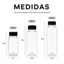 Kit 10 Garrafas Plásticas Com Tampa Para Sucos Bebidas 200ml 300ml 500ml E 1L - 200ml – Kit 10 - Visão 7