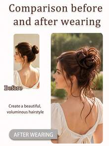 A Loose, Curly Hair Tie Bun With Flowing, Wispy Strands; A Clip-On Updo For Easy Wear And Quick Styling, Suitable For Everyday Wear By Women. - Multicolor - View 5