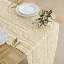 1pc Cheesecloth Table Runner, Semi-Transparent Gauze Tablecloth, Bohemian Or Rustic Style Wedding Table Decor, Suitable For Wedding Decoration, Arch Drapery, Bridal Shower, Holiday Party Decor - Multicolor - View 38