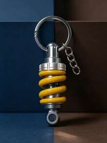 1pc Motorcycle Shock Absorber Keychain, Car Parts Pendant, Mechanical Style Keychain, Metal Key Ring, Car Enthusiast Accessory, Backpack Charm - Multicolor - View 5