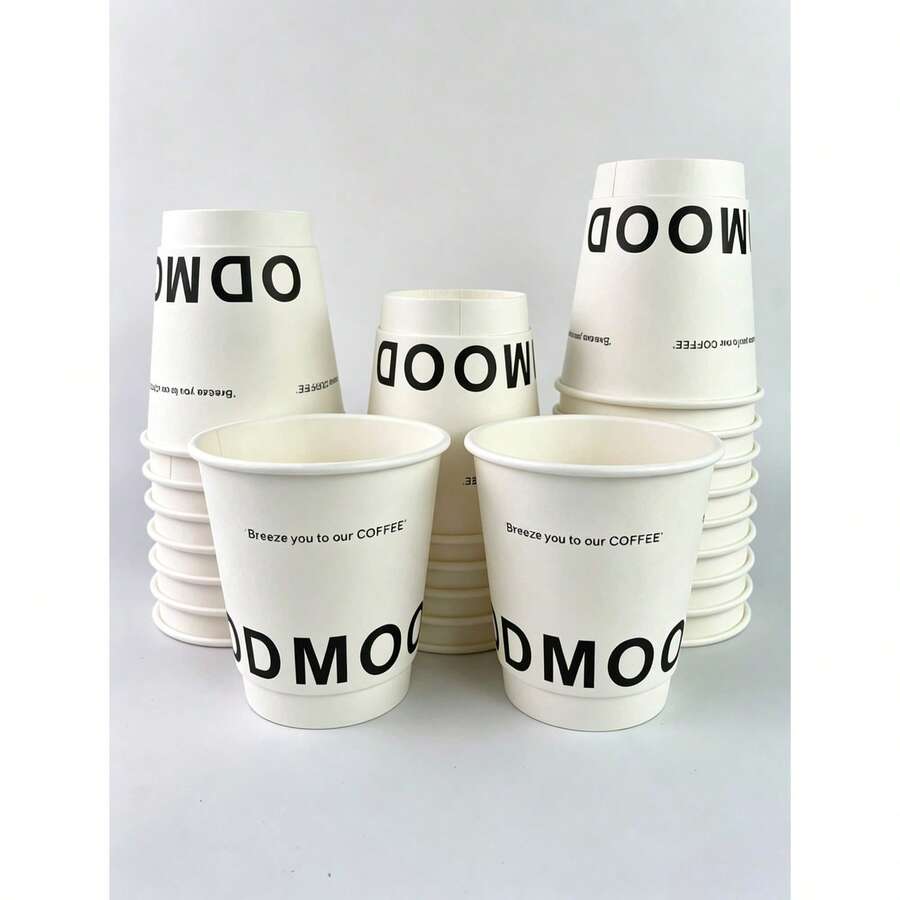 50/40/30/25/20/10/5[330ml] 白色 Odmood 雙層紙咖啡杯，適用於家庭聚會、商務接待、萬聖節派對 - 彩色 - 查看 1
