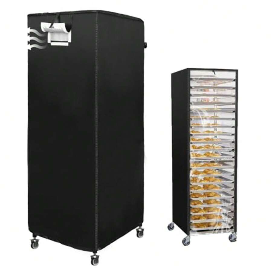 Speed Rack Cover - Funda de 20 niveles para panadería comercial con cierre, 58.42 x 71.12 x 162.56 cm, para panadería, impermeable, a prueba de polvo, color negro - Ver 1