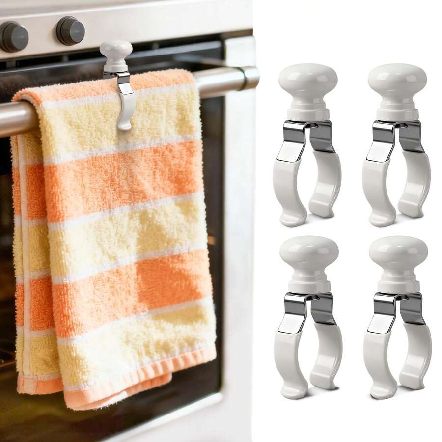 Kitchen Towel Rack, Heat-Resistant Steel - Strong Grip For Thick Towels And Linens In Microwave, Oven And Dishwasher | Practical Kitchen Storage Box, Ideal Gift For Housewives And Mothers, White - Multicolor - View 1