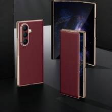 Premium PU Leather Magnetic Auto‑Adsorption Flip Phone Case Compatible With Samsung Galaxy Z Fold 8 Ultra Fold 8 Fold 7 Fold 6 Fold 5, Gilded Edge Full Camera Lens Protection Anti‑Scratch Shock‑Resistant Protective Cover - Burgundy - View 10
