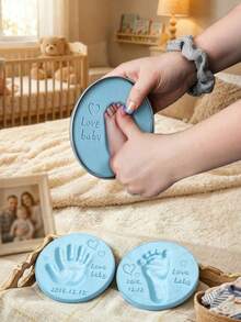 100 Days/1st Birthday Gift Newborn Growth Keepsake Clay For Handprint And Footprint (Ribbon Not Included) S Size Mold Diameter 9cm M Size Mold Diameter 12cm (Random Mold Shape) - Multicolor - View 2