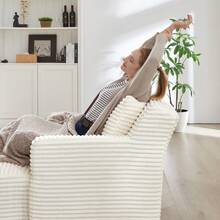 Sofa Bed Mattress - Cream + Corduroy + 1 Seat - View 3