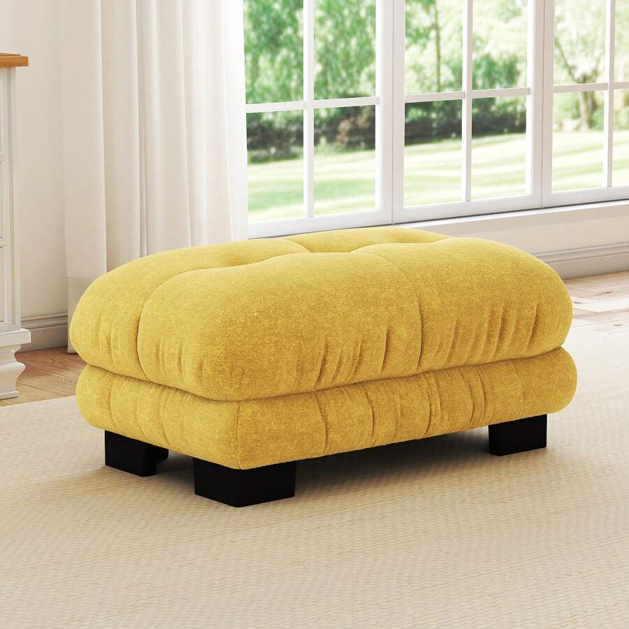 Paris Ottoman Yellow - Vintage Chenille Style - 黃色 - 查看 1
