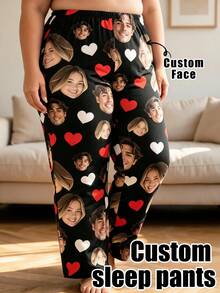 Personalized Women's Pajamas, Customizable Photo, Plus Size Friendly, Holiday Gift, Custom Message, Home Wear, Breathable Lightweight Pajamas - Multicolor - View 1