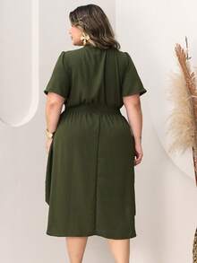 Plus Size Dresses - Army Green - View 4