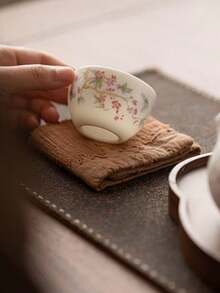 1pc/2pcs Hand-Painted Pastel Plum Blossom Porcelain Tea Cup Kung Fu Tea Set Tasting Cup Home Office Host Cup Small Teacup - White - View 7