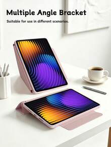 Y型磁吸扣保護殼 粉色，適用於 iPad 10.2/10.9 (Air4-Air8)/10代/(A16) 11吋 11代 2025款，多折多角度支架，磁吸閉合，矽膠軟殼全包覆，防摔耐磨，內層蜂巢散熱，無筆槽，PU皮革+TPU材質 - 粉色 - 查看 7