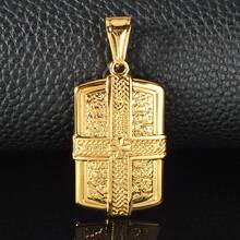 Hip Hop Street Stainless Steel 18K Gold-Plated Embossed Cross Scripture Military Badge, Suitable Daily Wear Men Women ,Accessories Couples Brothers - Gold - View 6