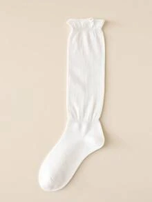 1/3 Pairs Anti-Slip Boneless Socks For Girls, Ankle-Length Red Rolled-Edge Slouch Socks, Cotton Solid Color Long Tube Socks, Korean Style - Multicolor - View 14