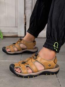 Men's Sandals Water Shoes Outdoor Closed-Toe Sandals 47 48 Plus Size Breathable Hook And Loop Beach Shoes Driving Shoes Hiking Shoes - Brown - View 5