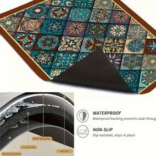 Luckybutterfly 1pc Vintage Moroccan Tile Patchwork Washing Machine Top Cover Mat, Anti-Slip Anti-Dust Drum Washer Dryer Countertop Protector, Laundry Room Decor Mat - Multicolor - View 9