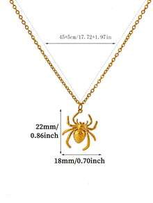 1 pieza Collar con colgante de araña de acero inoxidable chapado en oro de 18K, estilo punk oscuro, gran para Halloween - Amarillo Oro - Ver 6
