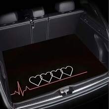 1pc Universal Romantic Heart Pattern Car Trunk Mat, 29.53x39.37 Inches, Made Of Durable Polyester Fiber, Car Carpet, Perfect Fit For Car Storage Needs, Car Trunk Interior Accessory - Heartbeat Heart - View 2