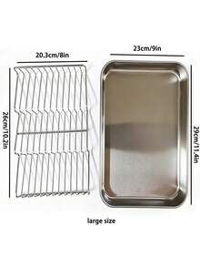 1pc/2pcs Stainless Steel Baking Pan With Rack, Oven Set, Suitable For Roasting Meat, Baking Vegetables, Cooling Pastries, Baking, Catering Baking Pan, Stainless Steel Baking Pan With Rack, Suitable For Home Use - View 10