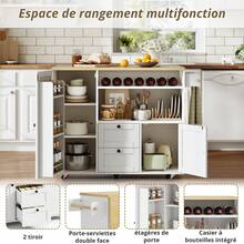 Modern Sideboard With Folding Worktop - White And Natural - Natural and White - View 6