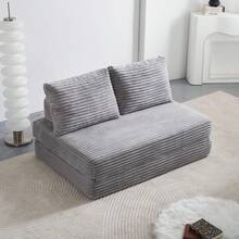 Double Sofa Bed Velvet Black Frame - 140 X 100 Cm - 淺灰色 - 查看 3