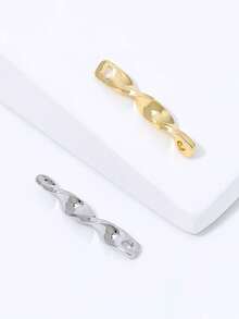 10 Peças Conectores de Flor Torcida com Duplo Furo Banhados a Ouro 18K em Latão, Fechos de Pulseira, Acessórios DIY para Fazer Colares e Pulseiras - distorção - Visão 6
