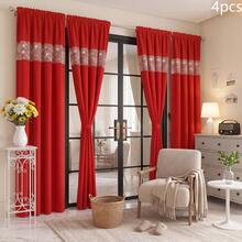 FLYINGCURTAINS Modern Plaid Patchwork Thermal Sunscreen Curtain With Window Rod Bag Style Light Translucent Privacy Window Screen, Farmhouse Style Home Decor Curtain - Red - View 10