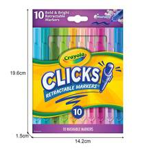 Crayola Clicks Retractable Markers Set (10pcs), Vibrant Colors, No-Dry Washable, Long-Lasting Coloring Supplies, Back To School Essential, Kids Gift - Sets - View 9
