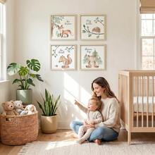 Woodland Nursery Wall Art Decor, 10x10inch Animal Prints | Gallery Wall Frame Features Forest Safari Pictures For Bedroom Playroom Home Decoration - Woodland - View 2