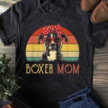 Boxer Mom T-Shirt: Vintage Retro Dog Lover Gift - 黑色 - 查看 6