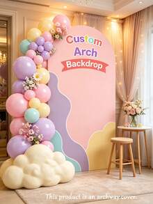 Custom Photo & Text Arch Decor, Personalized Wedding & Birthday Backdrop, Double-Sided Elastic Cover DIY Arch Wall Panel, Stretchable Wrinkle-Resistant Polyester Fabric, Party Decoration - Multicolor - View 8