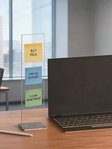 1pc Detachable Transparent Acrylic Memo Board With Memo Message Board Holder, 11.8 Inch Long Computer Screen Memo Clip, Black And Transparent Colors Available, Office Desk Accessory, Suitable For Vertical Sticky Note Display - Multicolor - View 10
