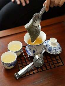 1/4pcs Oval Letter Creative Stainless Steel Tea Infuser Spoon Integrated Tea Set - Silver - View 1