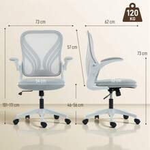 Mesh Office Chair With Foldable Backrest - Light On-Site - LIGHT GREY + Mesh - View 3