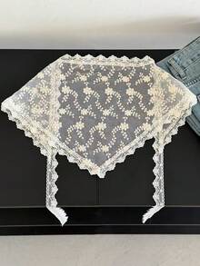 1pc Women's Fashion White Lace Triangular Waist Apron Belt - White - View 3