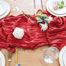 1pc Cheesecloth Table Runner, Semi-Transparent Gauze Tablecloth, Bohemian Or Rustic Style Wedding Table Decor, Suitable For Wedding Decoration, Arch Drapery, Bridal Shower, Holiday Party Decor - Multicolor - View 45
