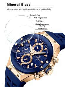REWARD Men's Quartz Watch Business Fashion Style Calendar Luminous Hands Multi-Functional High Quality Gift Classic Design Stainless Steel Watch Band - Navy Blue - View 9